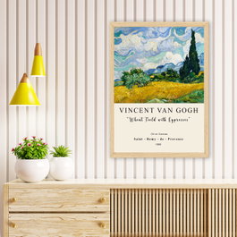 Wallity Cuadro Decorativo Wheat Field with Cypresses de Vincent van Gogh 35 x 45 cm